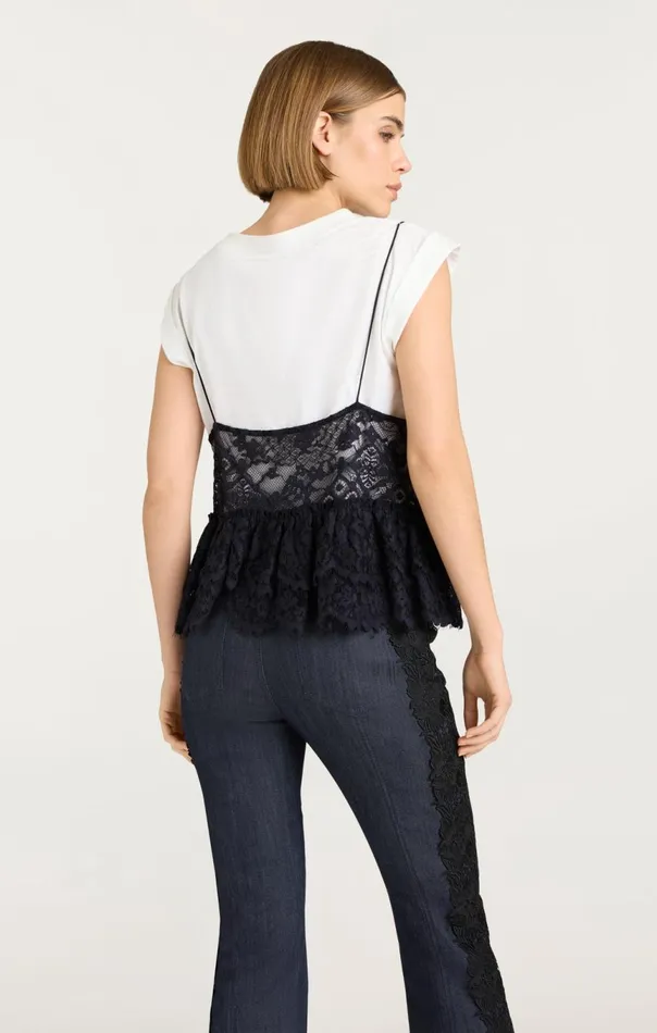 Women Lace Samantha Top Whiteblack Cinq Sept Tees