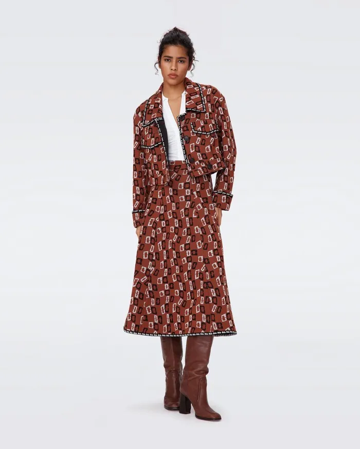 Women Lacie Jacket Chain Spots Brown DVF Jackets and Coats