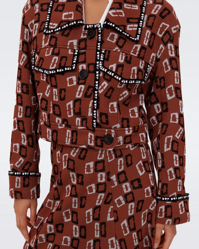 Women Lacie Jacket Chain Spots Brown DVF Jackets and Coats