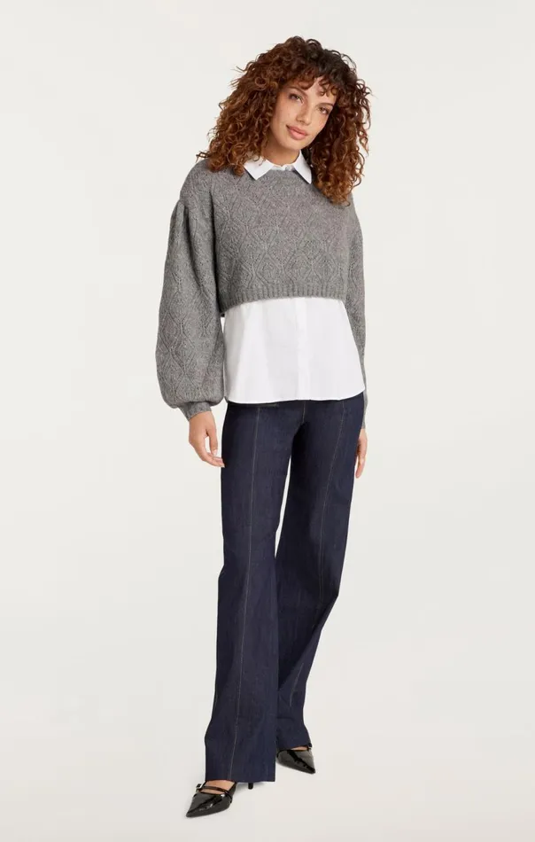 Women Landry Pullover Heathergreywhite Cinq Sept Long Sleeve Tops