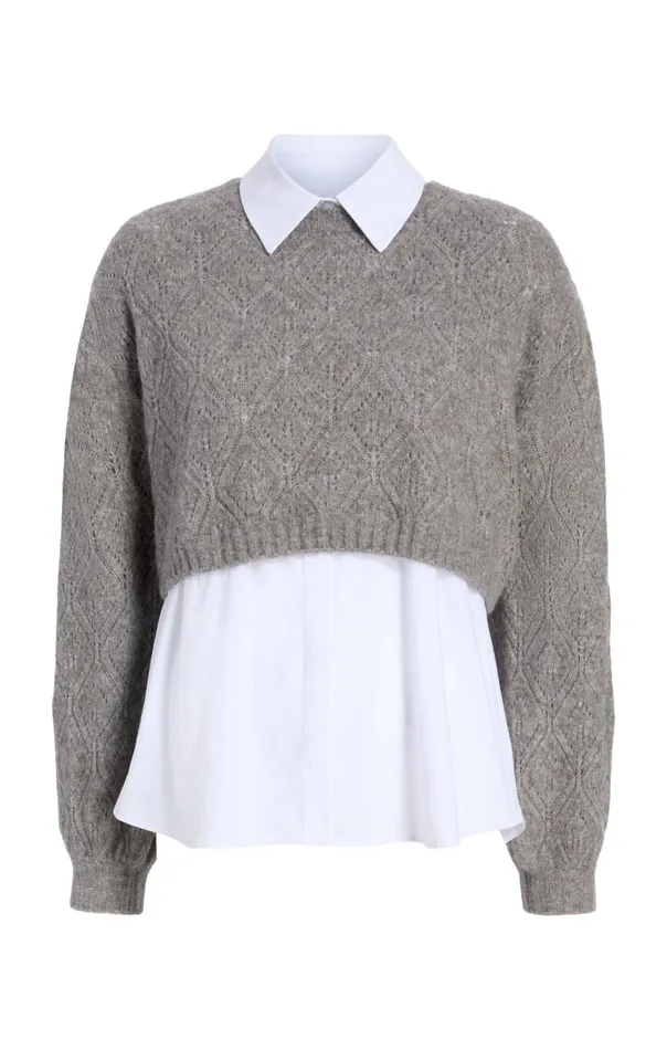 Women Landry Pullover Heathergreywhite Cinq Sept Sweaters and Knits