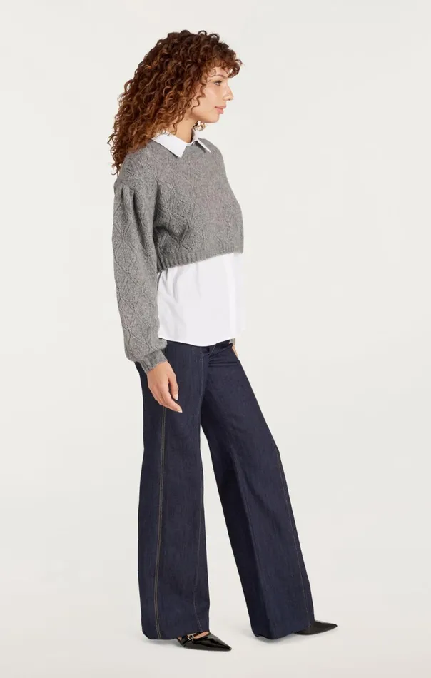 Women Landry Pullover Heathergreywhite Cinq Sept Sweaters and Knits