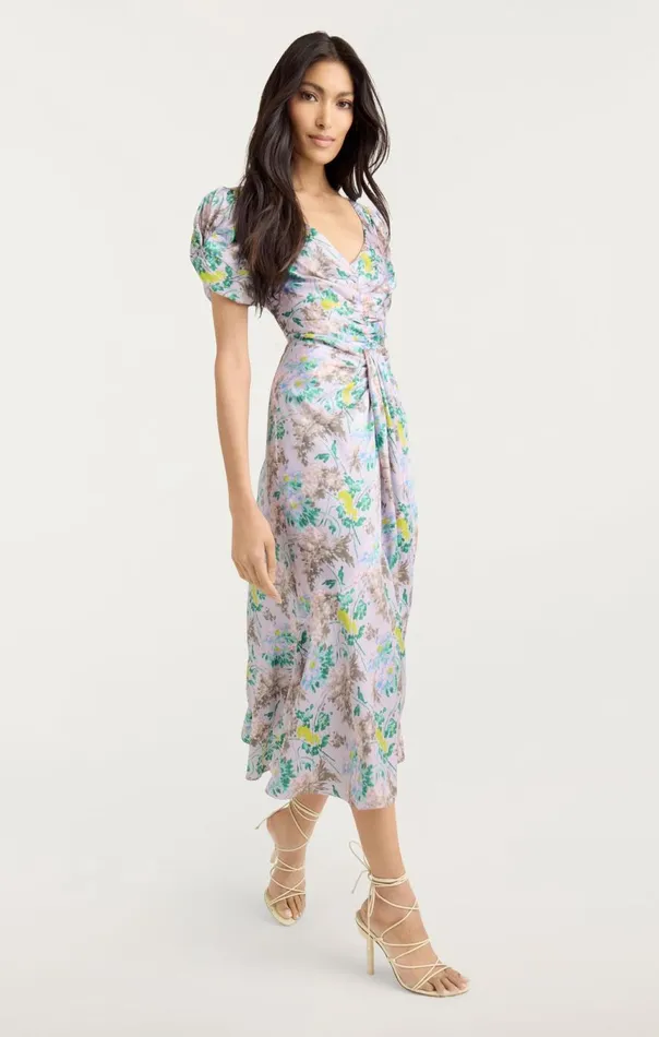 Women Light Washed Floral Walker Dress Pastelmulti Cinq Sept Midi