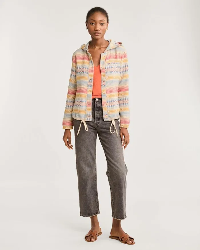 Women LIGHTWEIGHT DOUBLESOFT HOODIE Ivory Highland Peak Multi Pendleton Shirts and Blouses