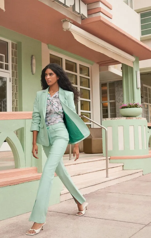 Women Louisa Jacket Lightmarinegreen Cinq Sept Denim