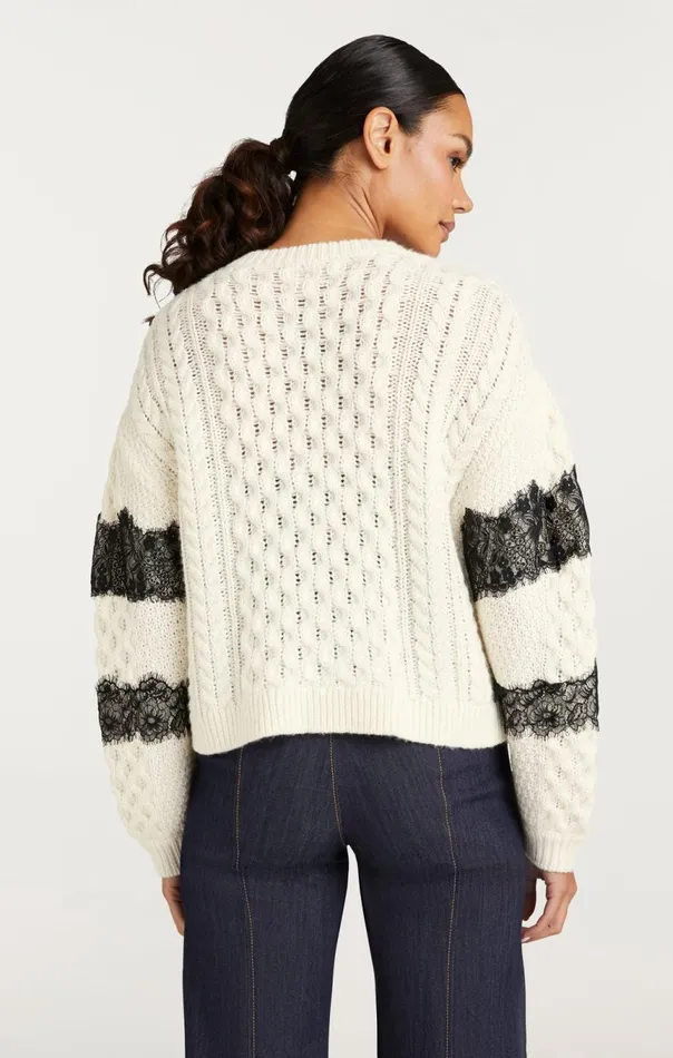 Women Louise Cardigan Ivoryblack Cinq Sept Sweaters and Knits