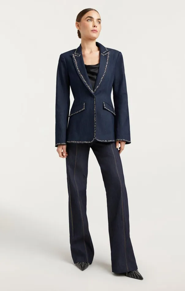 Women Love Letter Denim Cheyenne Blazer Indigo Cinq Sept Blazers