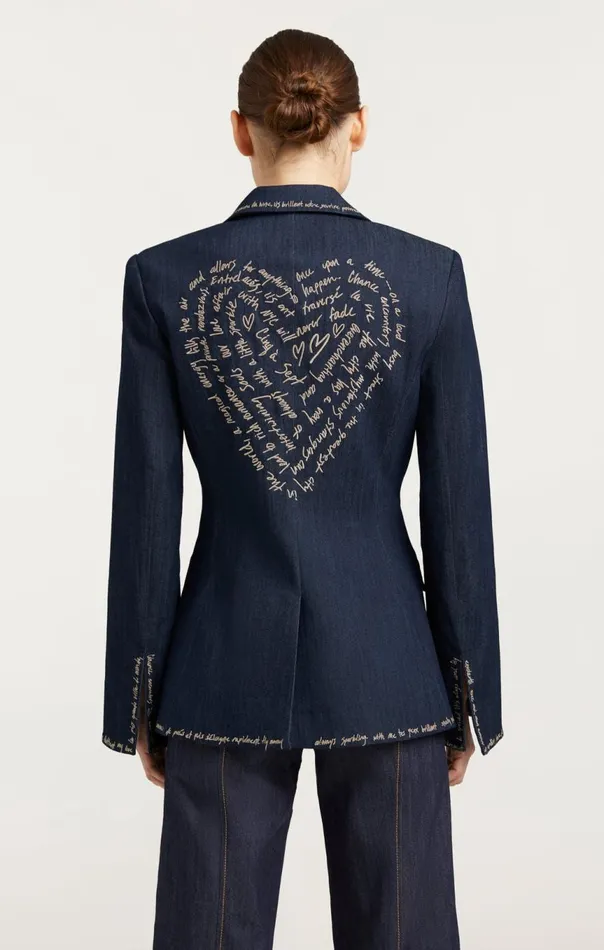 Women Love Letter Denim Cheyenne Blazer Indigo Cinq Sept Blazers