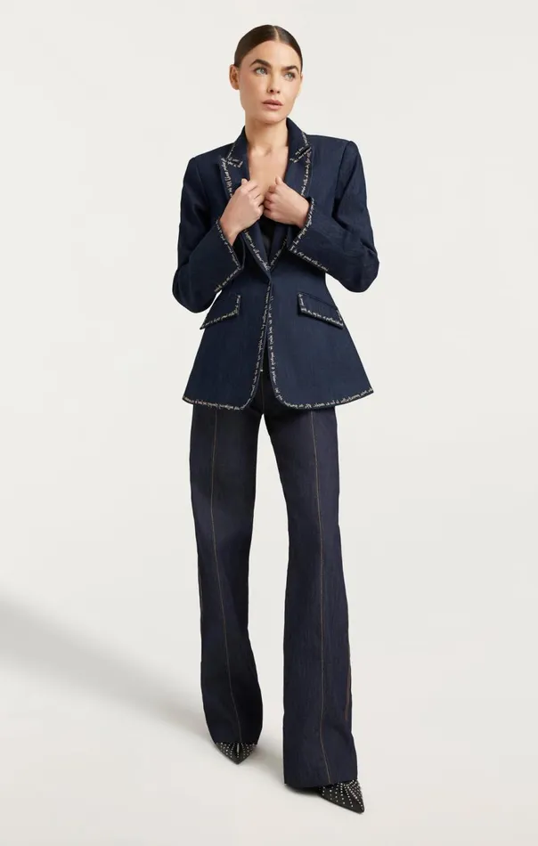 Women Love Letter Denim Cheyenne Blazer Indigo Cinq Sept Blazers
