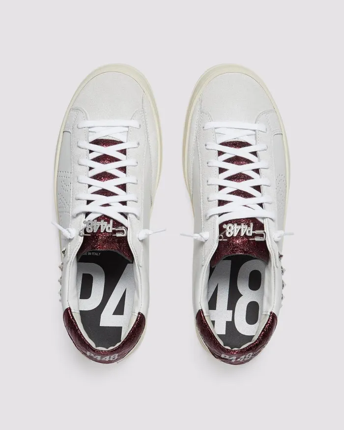 Women Low Tops P448 John MaroonStud