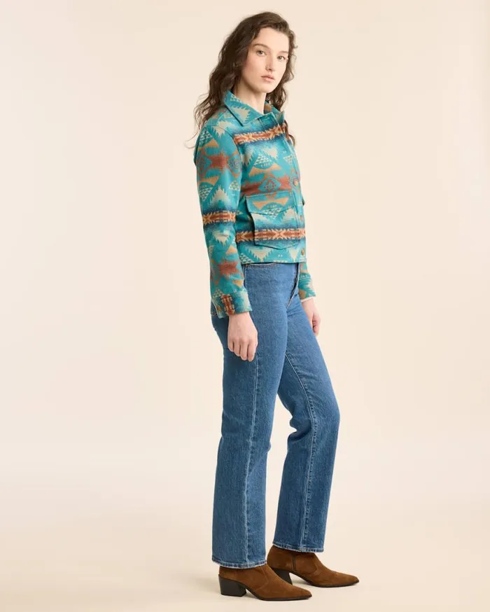 Women LOWELL WOOL JACKET Turquoise Nehalem Pendleton Jackets and Coats