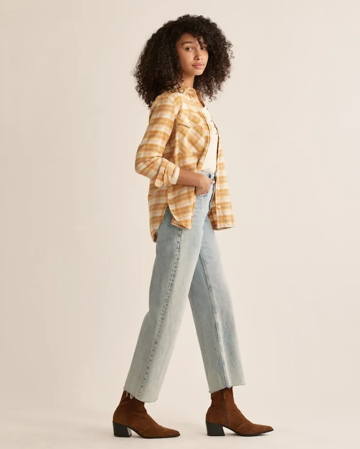 Women MADISON DOUBLEBRUSHED FLANNEL SHIRT Turquoise Multi Plaid Pendleton Shirts and Blouses