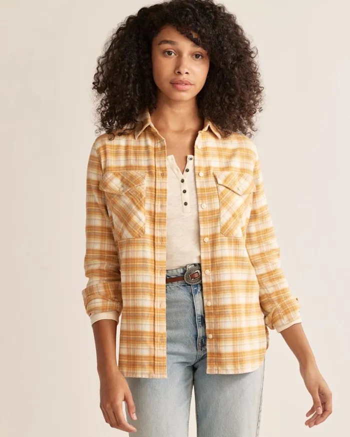 Women MADISON DOUBLEBRUSHED FLANNEL SHIRT Turquoise Multi Plaid Pendleton Shirts and Blouses