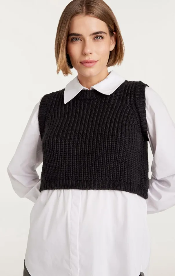 Women Mara Shaker Pullover Black Cinq Sept Long Sleeve Tops