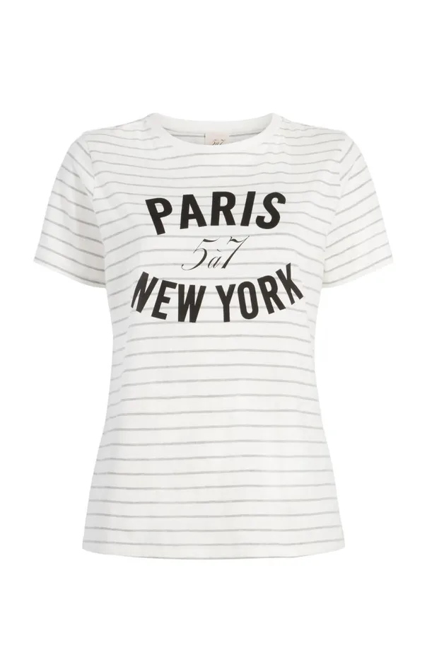 Women Melange Stripe Paris New York Tee Ivoryheathergrey Cinq Sept Tees