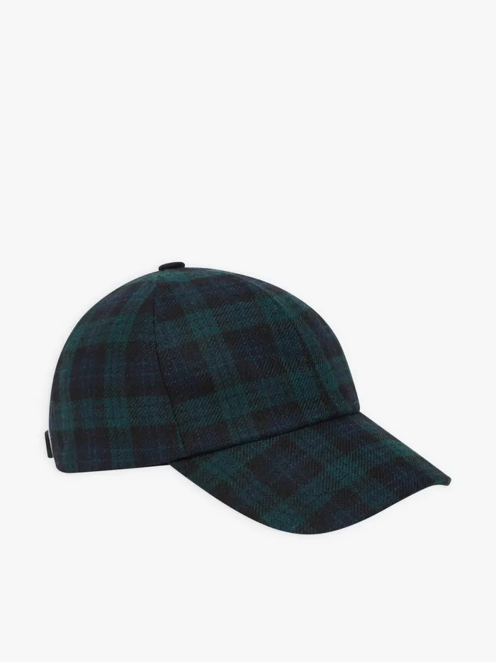WomenMen Agns B Caps and Hats Green Wool Checked Nils Cap