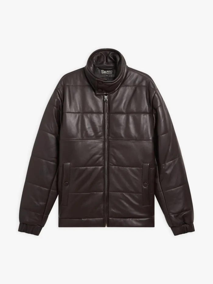 WomenMen Agns B Jackets and Coats Brown Unisex Lambskin Leather Padded Jacket