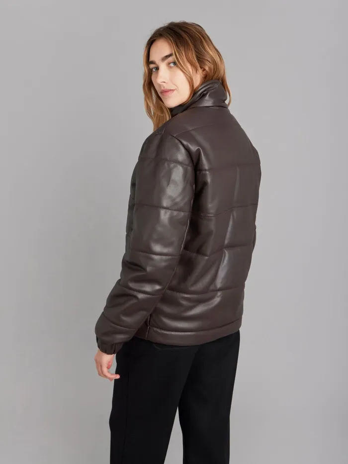 WomenMen Agns B Jackets and Coats Brown Unisex Lambskin Leather Padded Jacket