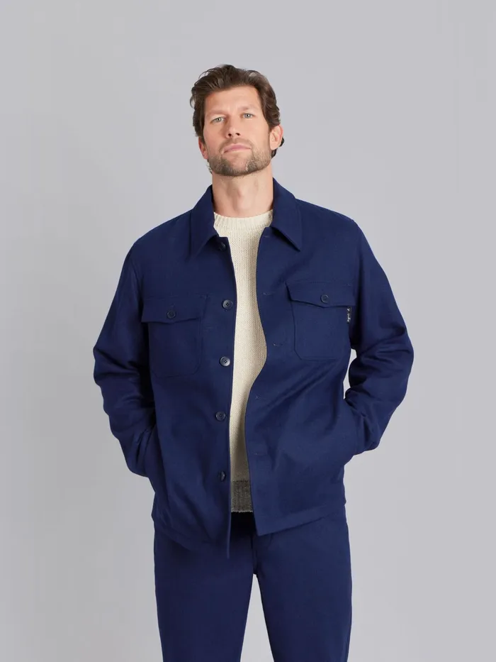 WomenMen Agns B Jackets and Coats Midnight Blue Flannel Nao Overshirt