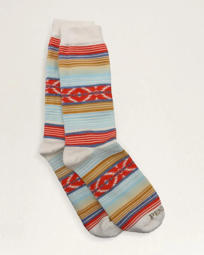 WomenMen BEACON SERAPE CREW SOCKS Coral Multi Pendleton Socks