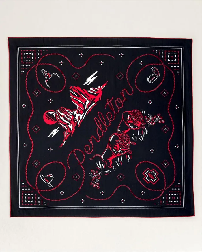 WomenMen COWBOY SCENE BANDANA Black Pendleton Scarves and Wraps