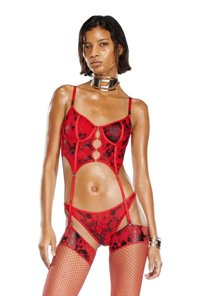 WomenMen Diesel Underwear and Socks FISHNETBUSTIER Redblack