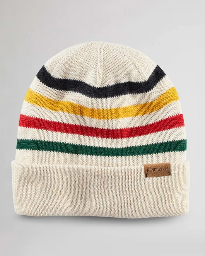 WomenMen KNIT BEANIE Ivory Glacier Stripe Pendleton Hats