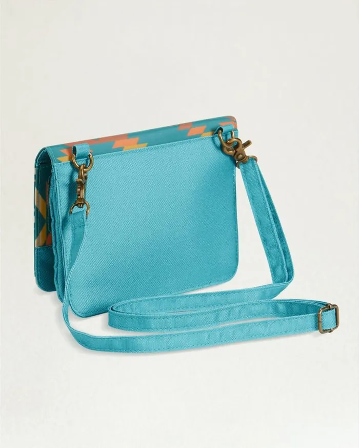 WomenMen SUMMERLAND BRIGHT CANOPY CANVAS CROSSBODY WALLET Turquoise Pendleton Wallets and Handbags