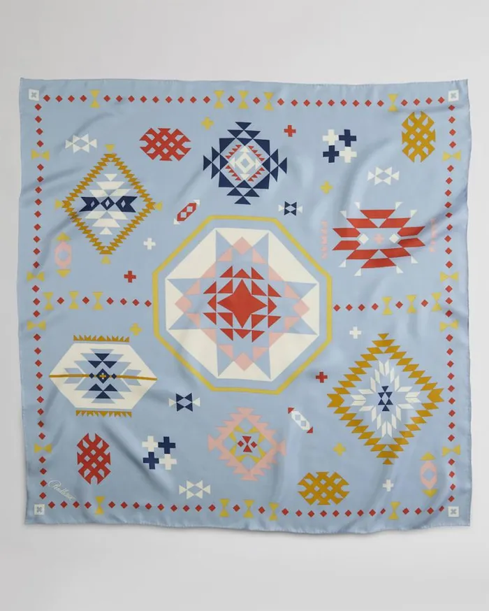 WomenMen WILD BLOSSOMS SILK SCARF Blue Pendleton Scarves and Wraps