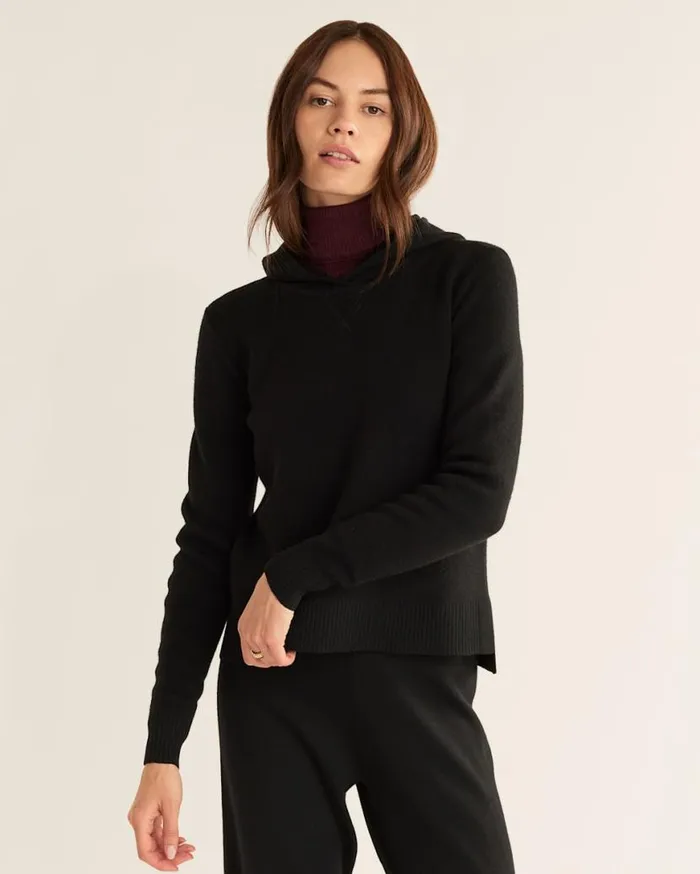 Women MERINO PULLOVER HOODIE Camel Heather Pendleton Sweaters