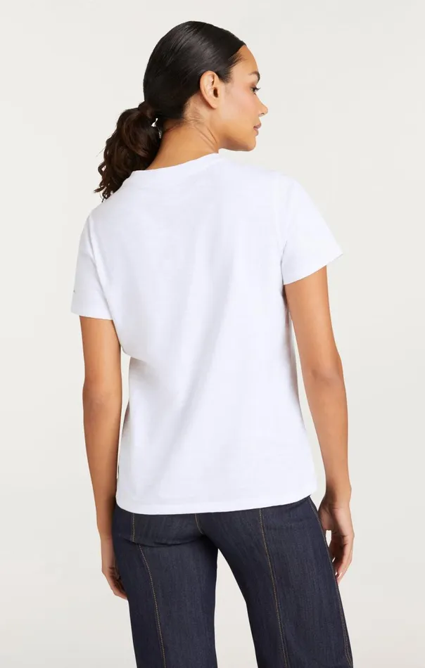 Women Metallic Leather Je T039aime Tee Whitegold Cinq Sept Tees
