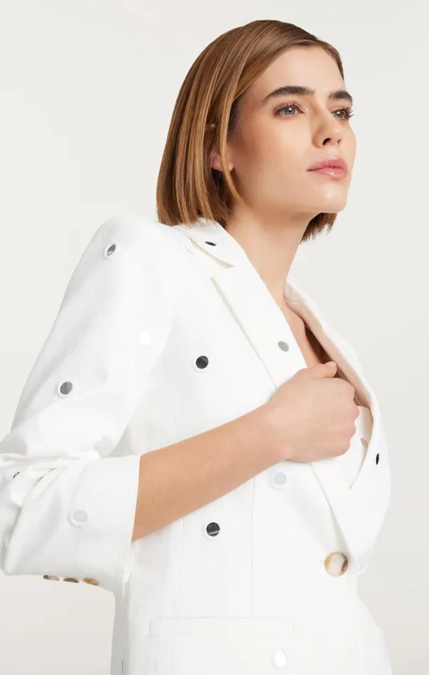 Women Mirror Denim Khloe Blazer White Cinq Sept Blazers