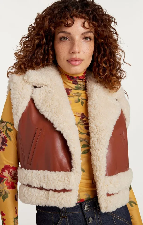 Women Nadia Vest Ivorymahogany Cinq Sept Outerwear