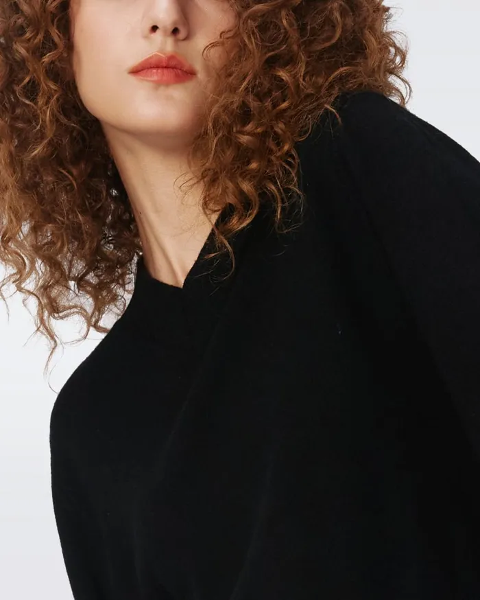 Women Oscar WoolCashmere Sweater Black DVF Tops