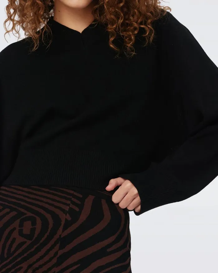 Women Oscar WoolCashmere Sweater Black DVF Tops