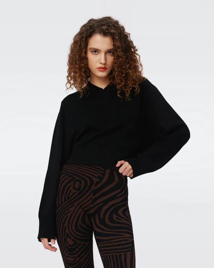 Women Oscar WoolCashmere Sweater Black DVF Tops