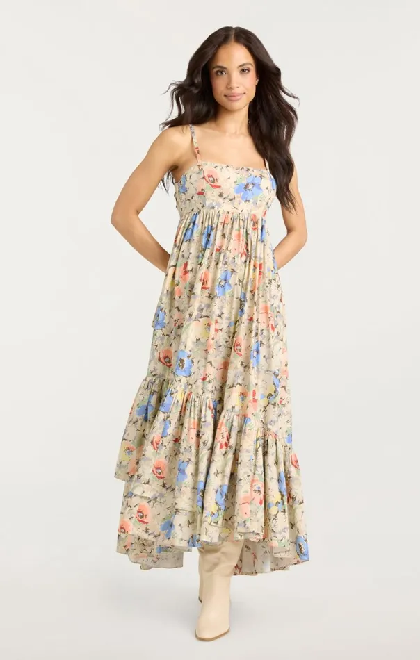 Women Painted Garden Hailey Dress Ivorymulti Cinq Sept Midi