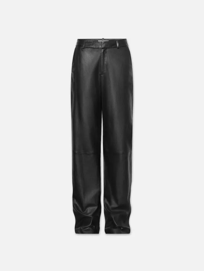 Women Pants FRAME High Rise Relaxed Leather Trouser 8212 Noir