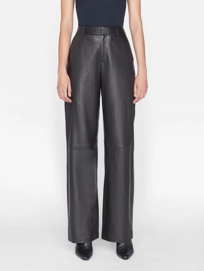 Women Pants FRAME High Rise Relaxed Leather Trouser 8212 Noir Women Pants FRAME High Rise Relaxed Leather Trouser 8212 Noir