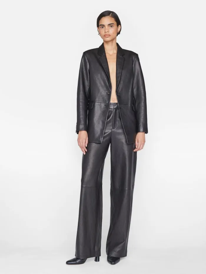 Women Pants FRAME High Rise Relaxed Leather Trouser 8212 Noir Women Pants FRAME High Rise Relaxed Leather Trouser 8212 Noir