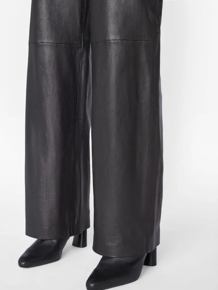 Women Pants FRAME High Rise Relaxed Leather Trouser 8212 Noir Women Pants FRAME High Rise Relaxed Leather Trouser 8212 Noir