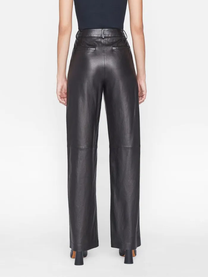 Women Pants FRAME High Rise Relaxed Leather Trouser 8212 Noir Women Pants FRAME High Rise Relaxed Leather Trouser 8212 Noir