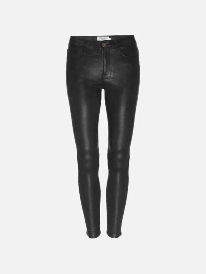 Women Pants FRAME Le Skinny De Jeanne Leather Pant 8212 Washed Black