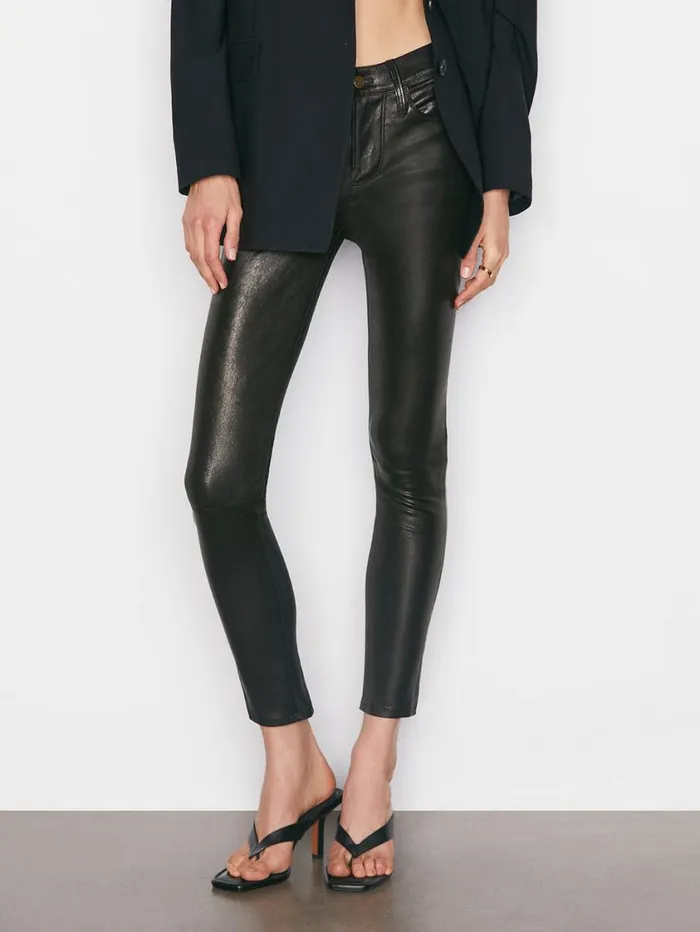 Women Pants FRAME Le Skinny De Jeanne Leather Pant 8212 Washed Black