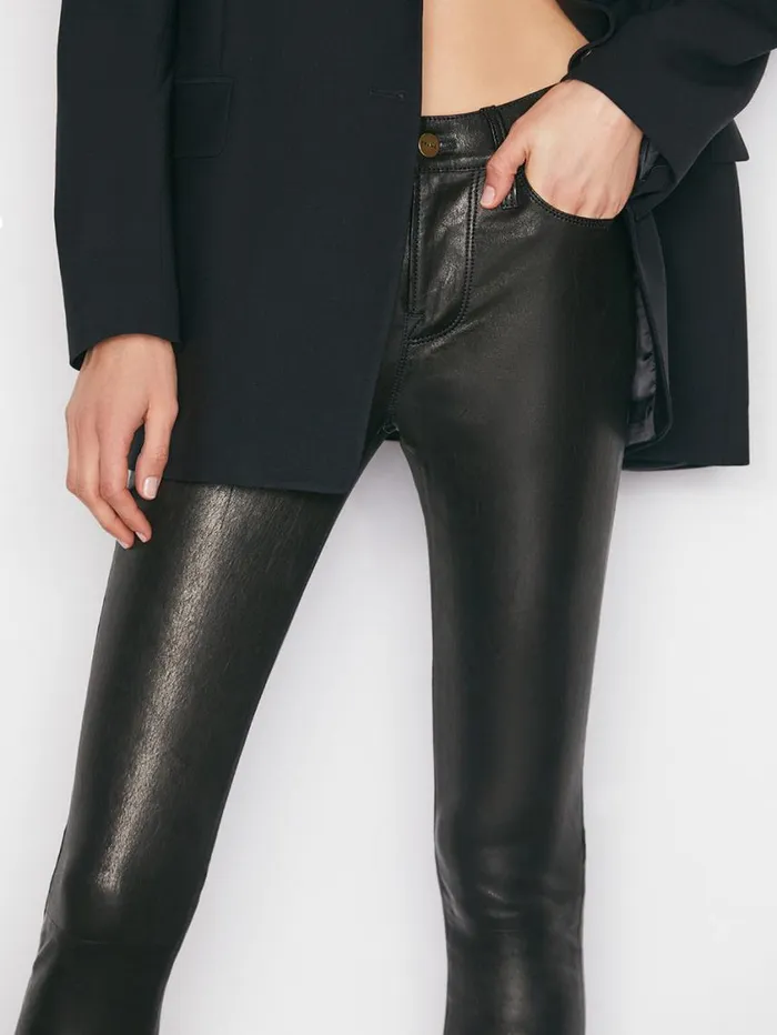 Women Pants FRAME Le Skinny De Jeanne Leather Pant 8212 Washed Black