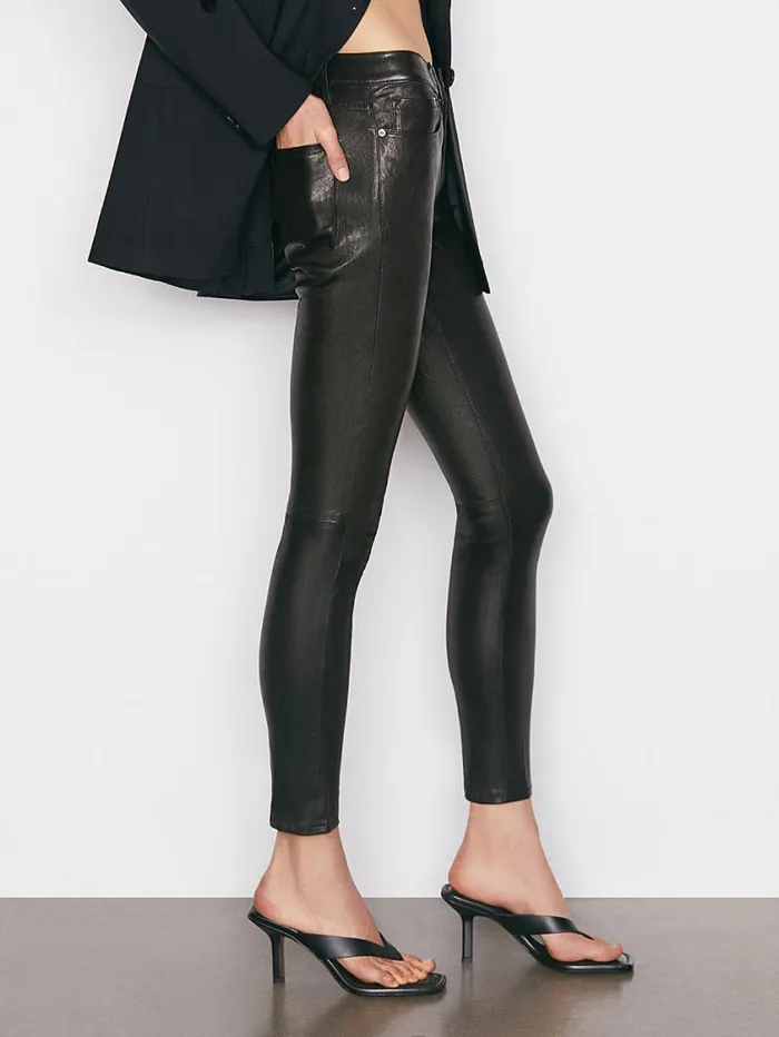 Women Pants FRAME Le Skinny De Jeanne Leather Pant 8212 Washed Black
