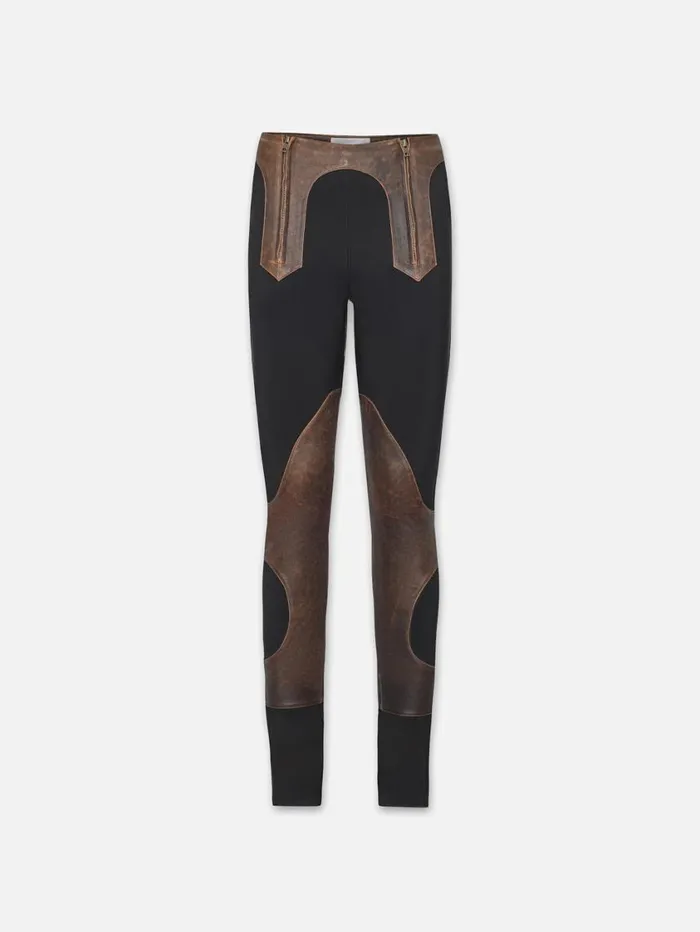 Women Pants FRAME Leather Combo Pant 8212 Black Multi