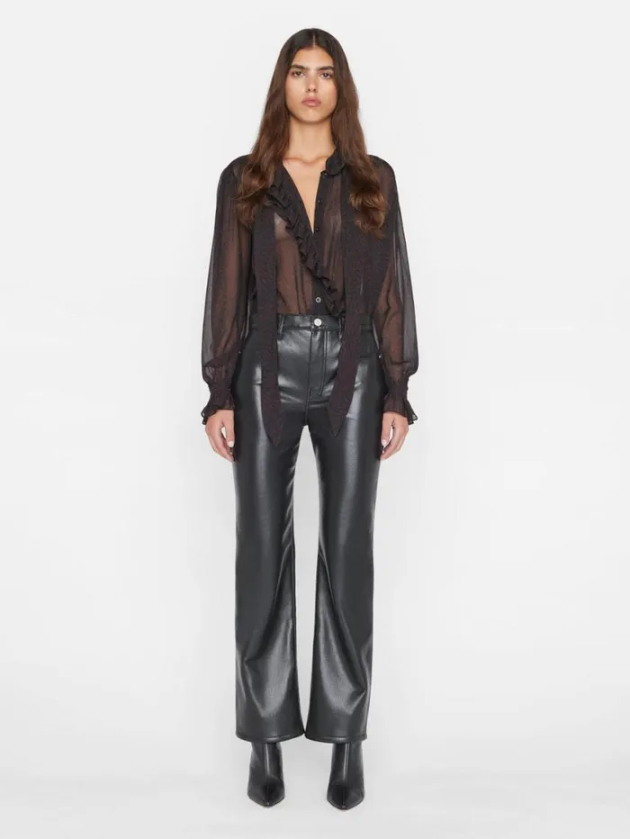 Women Pants FRAME Recycled Leather Le Jane Crop 8212 Noir