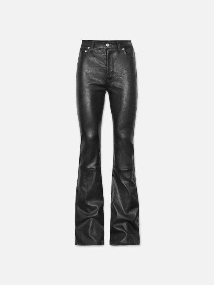 Women Pants FRAME The Slim Stacked Leather Pant 8212 Black