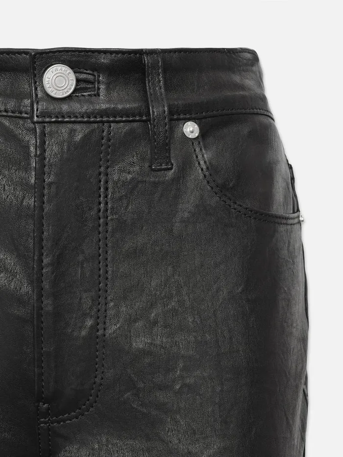 Women Pants FRAME The Slim Stacked Leather Pant 8212 Black